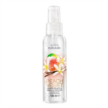Освежающий лосьон-спрей для тела Avon Naturals, Белый персик и ванильная орхидея «Бархатный персик» 100 мл Peach Velvet, White Peach & Vanilla Orchid, Scented Spritz, Instant Freshness