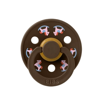 Соска пустышка BIBS Latex круглая Colour Holiday Horse 6-18 мес Mocha