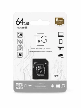 Картка пам'яті Micro SD T&G UHS-1 64Gb Class 10 + Adapter SD
