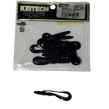 Силікон Keitech Mad Wag Mini 2.5" #001 Black (12 шт/уп),1551.07.29
