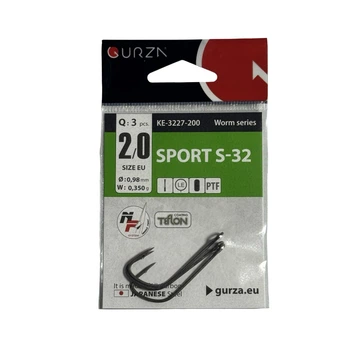 Крючок Gurza Sport S-32 # 2/0 PTF 3 шт,KE-3227-200