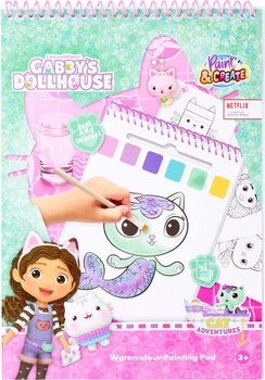 Розмальовка Canenco Gabby's Dollhouse з акварельними фарбами та пензлем GD24355V1 (8719668032477)