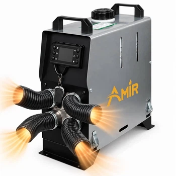 Дизельный автономный обогреватель POWER AMIR 5 кВт с воздушной системой обогрева, 12/24/220 В, Серебристый