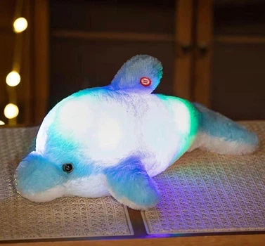 Мягкая интерактивная игрушка "Дельфин" с LED-подсветкой 45см (с батарейками)