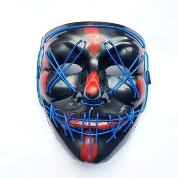 Неоновая маска Purge Mask Судная ночь, светящаяся синяя для вечеринки, Halloween
