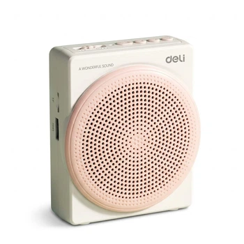 Мегафон Deli поясной с микрофоном, Bluetooth и слотом для карты, 10 Вт, розовый
