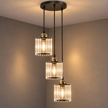 Светильник подвесной MSK Electric Brillante подвес на три плафона Е27 под хрусталь NL 12112-3R BK