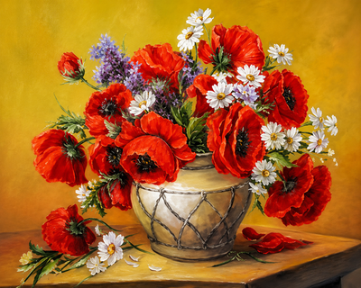 Алмазная мозаика ColorArt Букет маков 40х50см SP057