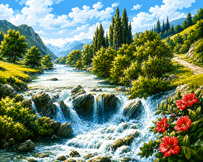 Алмазна мозаїка ColorArt 40х50 Гарний водоспад SP081