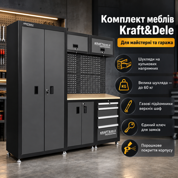 Комплект мебели для мастерской Kraft&Dele модульный набор с нержавеющей столешницей для гаража сервиса
