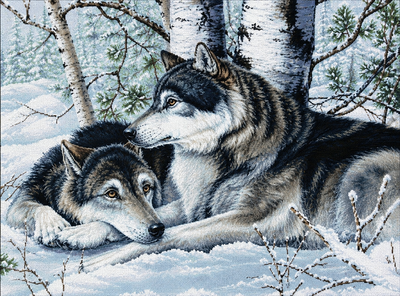Алмазна мозаїка ColorArt Вовки на снігу 40x50 SP012