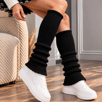 Гетри в рубчик теплі One size Чорні Podarkus Аксесуари BK354-B