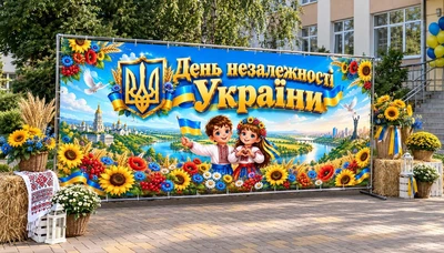 Баннер для фотозоны патриотический PHOTODECOR «День Независимости Украины — счастливое детство» 1 кв.м