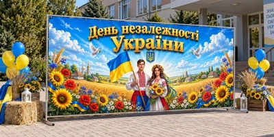 Баннер для фотозоны патриотический PHOTODECOR «День Независимости Украины — счастливая семья» 1 кв.м
