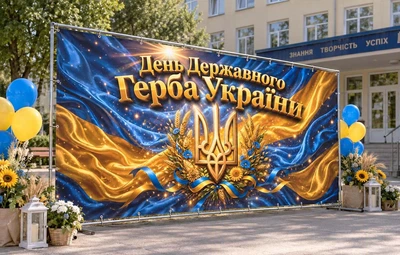 Баннер для фотозоны патриотический PHOTODECOR «День Государственного Герба Украины» 1 кв.м