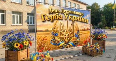 Баннер для фотозоны патриотический PHOTODECOR «День Государственного Герба Украины с пшеницей» 1 кв.м