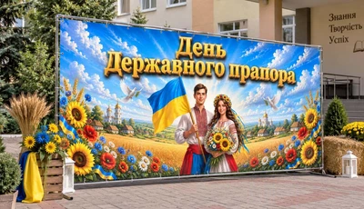 Баннер для фотозоны патриотический PHOTODECOR «День Государственного Флага — счастливая семья» 1 кв.м