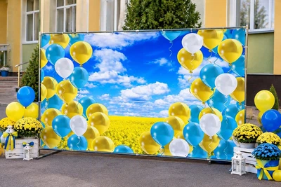 Баннер для фотозоны патриотический PHOTODECOR «Патриотические шары в поле» 1 кв.м