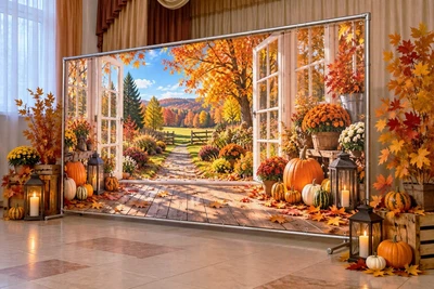 Баннер для фотозоны осенний PHOTODECOR «Двери в осенний сад» 1 кв.м