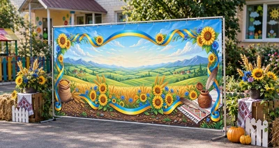Баннер для фотозоны патриотический PHOTODECOR «Родная Украина» 1 кв.м