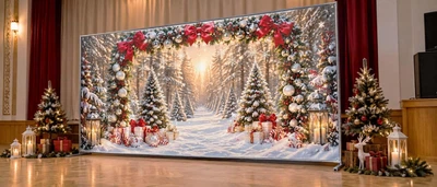 Баннер для фотозоны новогодний PHOTODECOR «Праздничная арка из еловых веток» 1 кв.м