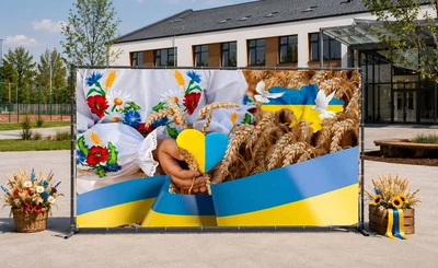 Баннер для фотозоны патриотический PHOTODECOR «С Украиной в сердце» 1 кв.м