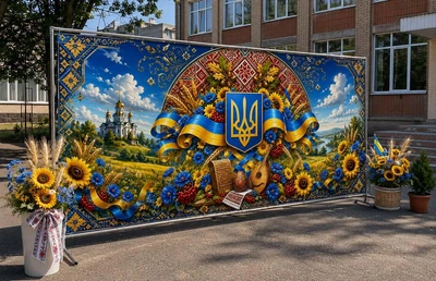 Баннер для фотозоны патриотический PHOTODECOR «Цветущая Украина» 1 кв.м