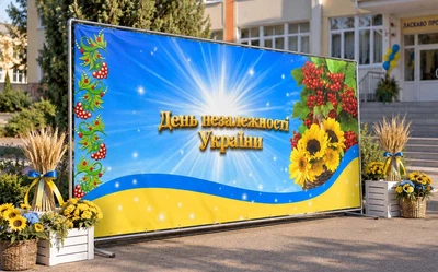 Баннер для фотозоны патриотический PHOTODECOR «День Независимости Украины с калиной» 1 кв.м
