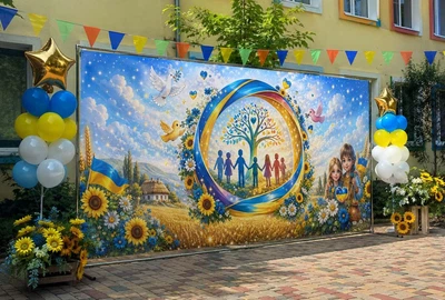 Баннер для фотозоны патриотический PHOTODECOR «Мирное детство» 1 кв.м