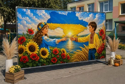 Баннер для фотозоны патриотический PHOTODECOR «Детство в Украине» 1 кв.м