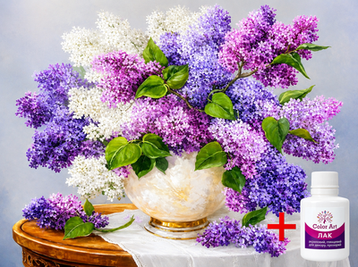 Алмазна мозаїка на підрамнику ColorArt Букет бузку 30x40 STP408 + Подарунок лак для покриття