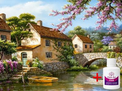 Алмазная вышивка на подрамнике ColorArt 30х40см Домик на берегу STP415 + Подарок лак для покрытия, полная выкладка, квадратные алмазики, набор для творчества и рукоделия