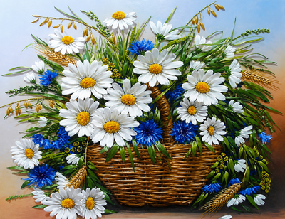 Алмазная мозаика ColorArt 40х50 Букет ромашек и васильков SP122