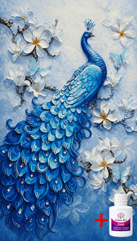 Набір алмазної мозаїки на підрамнику ColorArt 40x70 Пава у квітах SSP815 + Подарунок лак для покриття