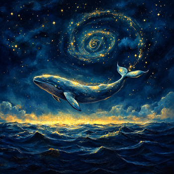 Алмазная мозаика ColorArt 40x40 Космический кит + голограммные алмазики FS1411
