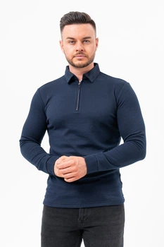 Джемпер-поло на молнии K.O.R 99981 Синий (BLUE) 3XL