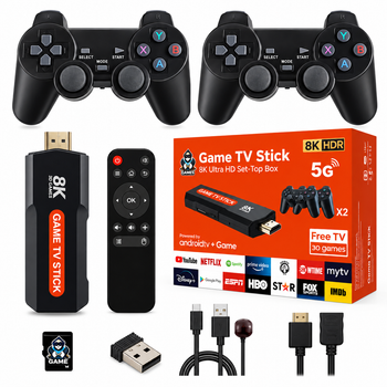Ігрова приставка Game TV Stick Q9 Max 8K для телевізора, 2 бездротові геймпади, Wi-Fi 6, 5G