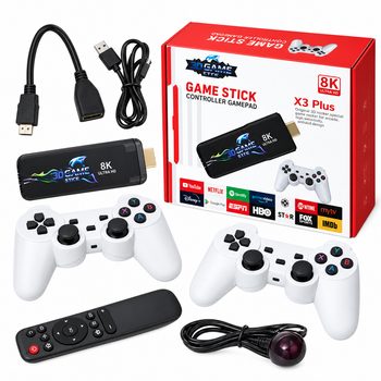 Ігрова приставка Game Stick X3 Plus 8K з 2 бездротовими геймпадами для телевізора, HDMI ретро-консоль