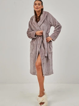 Халат женский теплый с капюшоном BARWA garments 0227/1 S Капучино (2110022711650)