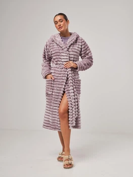 Халат женский теплый с капюшоном BARWA garments 0227/1 S Сиреневый (2110022711070)