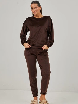 Пижама (свитшот + штаны) женская BARWA garments 0332/333 S Темно-шоколадная (2113323331152)