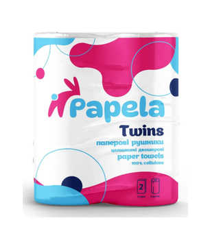 Полотенце бумажное Papela Twins двухслойное 2 рулона по 83 отрыва 10 метров (4820270940143)