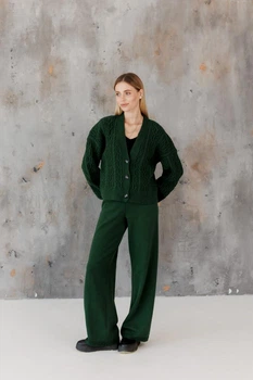 Женские вязаные брюки Оливия ART KNIT изумруд, L-XL 046154