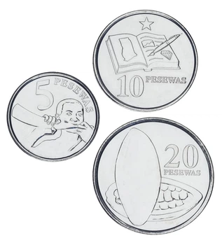 Набор монет Гана набор из 3 монет 2016 UNC 5, 10, 20 песева