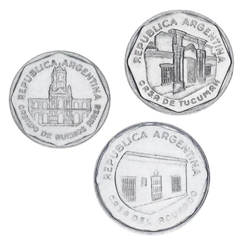 Набор монет Аргентина набор из 3 монет 1989 AU-UNC 1, 5, 10 аустралей
