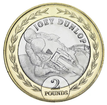 Монета Острів Мен 2 фунти 2025 Біметал UNC Мотоциклетні перегони - Joey Dunlop