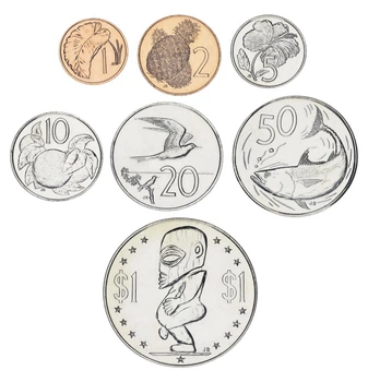 Набор монет Острова Кука набор из 7 монет 1973-1974 AU-UNC 1, 2, 5, 10, 20, 50 центов, 1 доллар