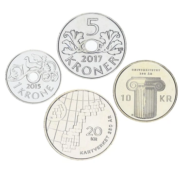Набір монет Норвегія набір з 4 монет 2011-2023 UNC 1, 5, 10, 20 крон