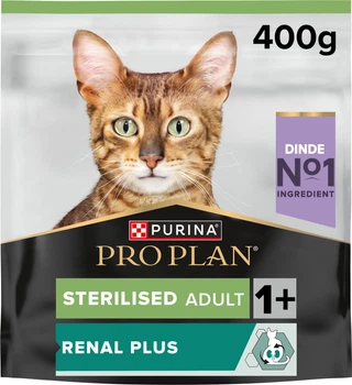 Сухой корм Purina PRO PLAN Sterilised Adult 1+ Renal Plus для взрослых кошек после стерилизации, с индейкой 400 г (7613033564673)