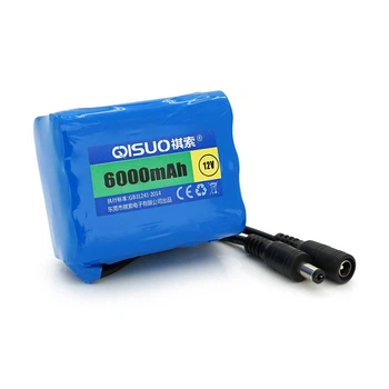 Акумуляторна батарея літієва QiSuo 12V 6A з елементами Li-ion 18650, DC5.5x2.1, (55x41x67mm) (UG-26022)